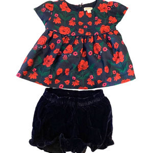 Gymboree Baby Girls 18-24 mo Blue Holiday Set Sateen and Velvet